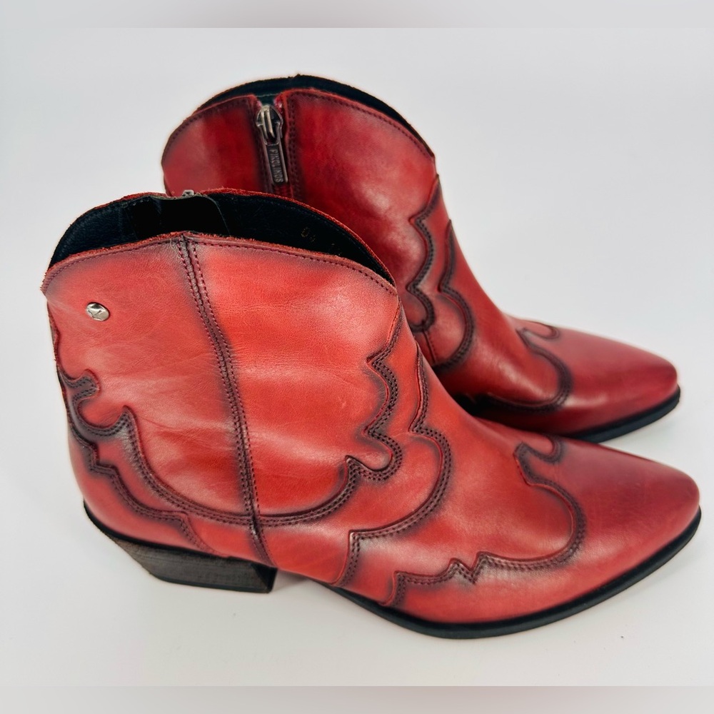 Pikolinos Women’s 37 Booties Red Western Vergel Leather Boots US 7